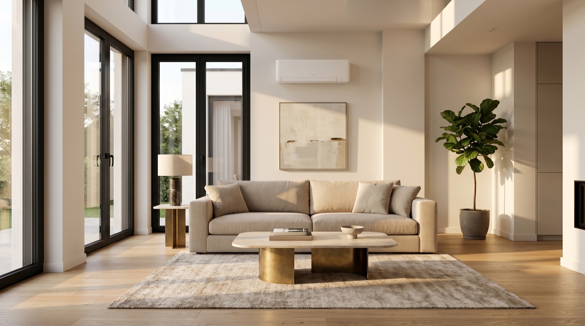 Modernes Wohnzimmer mit Premium-Klimaanlage